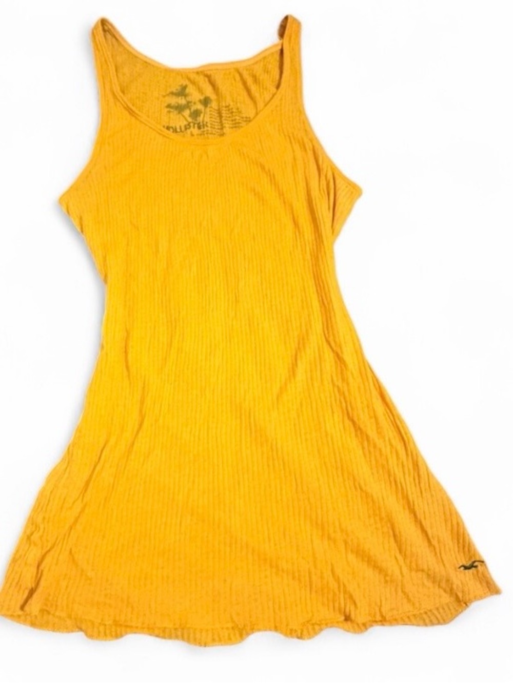 Vintage Y2K Hollister Yellow Ribbed Tank With Hollister Bird Hit